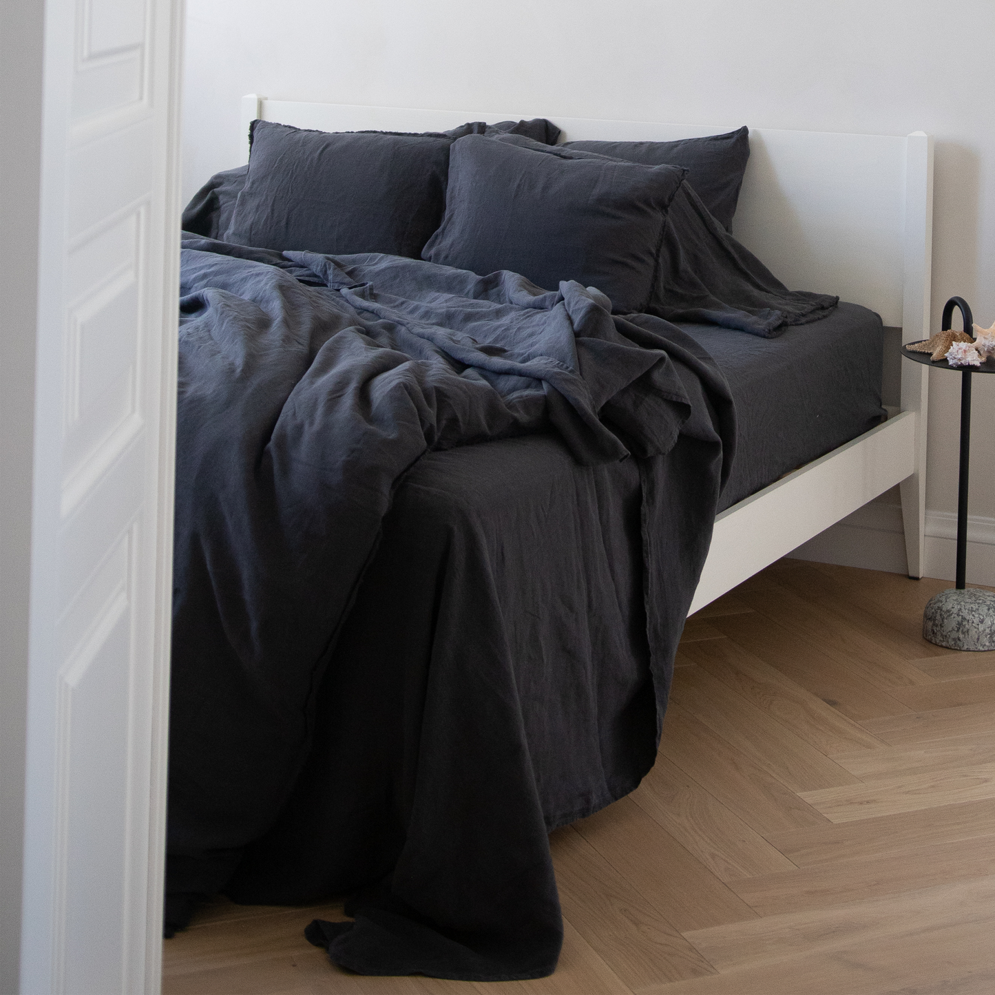 Linen Bedding Set - Dark Grey