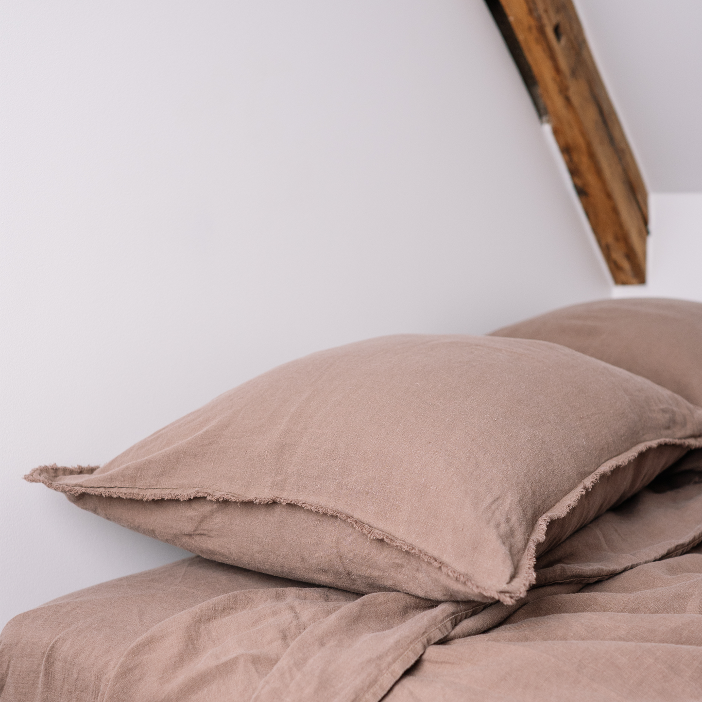 Two pillows in LEWSII pillowcase in Cappuccino color