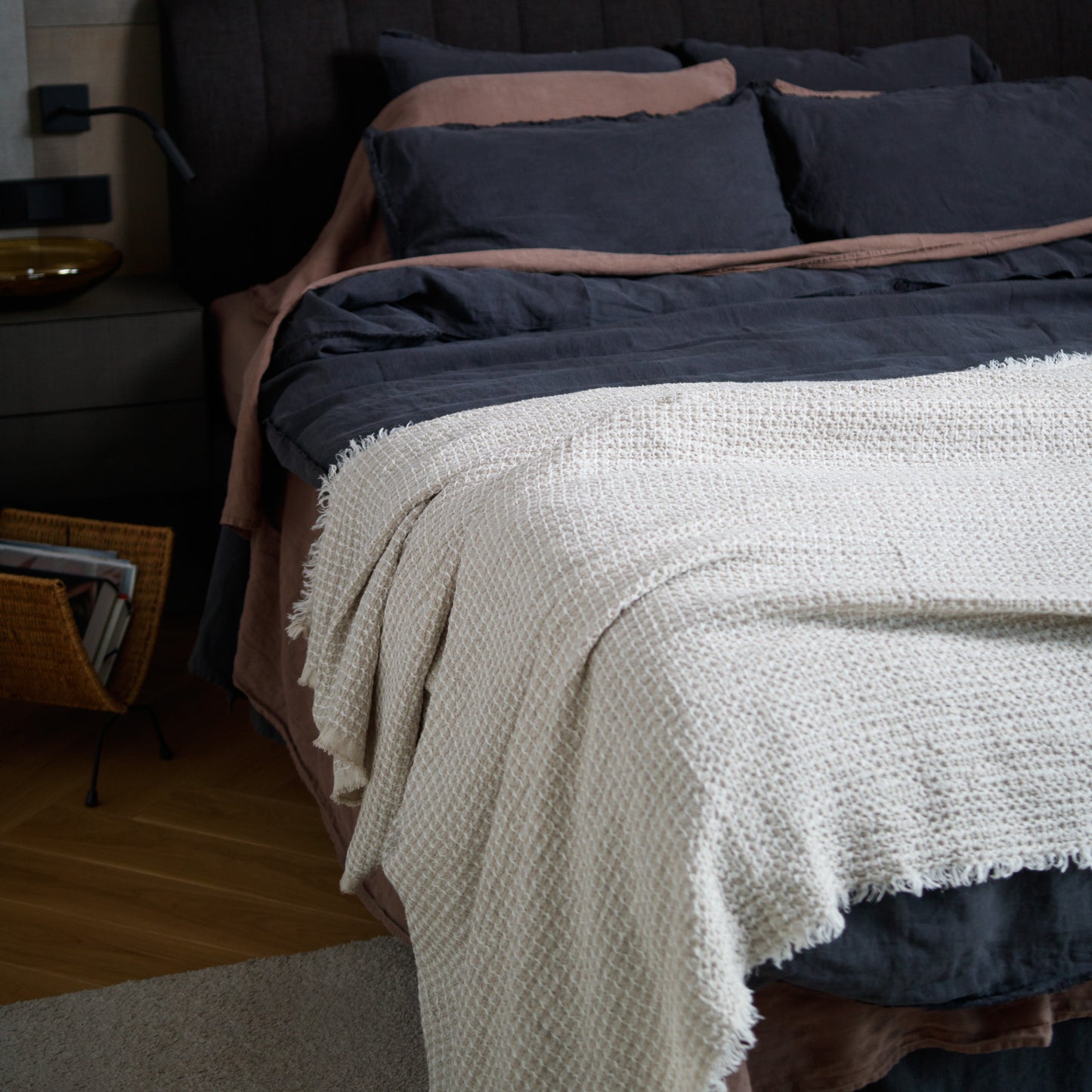 Linen Waffle Blanket - Sandy